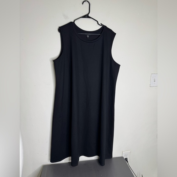 Eileen Fisher Scoop Neck Tank Dress - Black - Picture 2 of 8